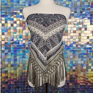 Y2k Fringe Scarf Bandana Paisley‎ Top